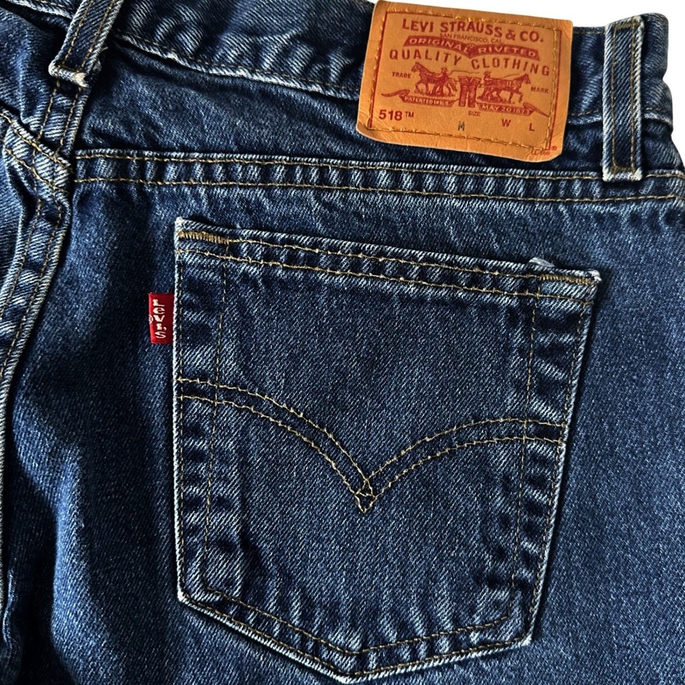 Levi's 518 Super Low Bootcut Jeans Woman Size 9 JR M Dark Wash Denim Y2K Vintage - Picture 6 of 10